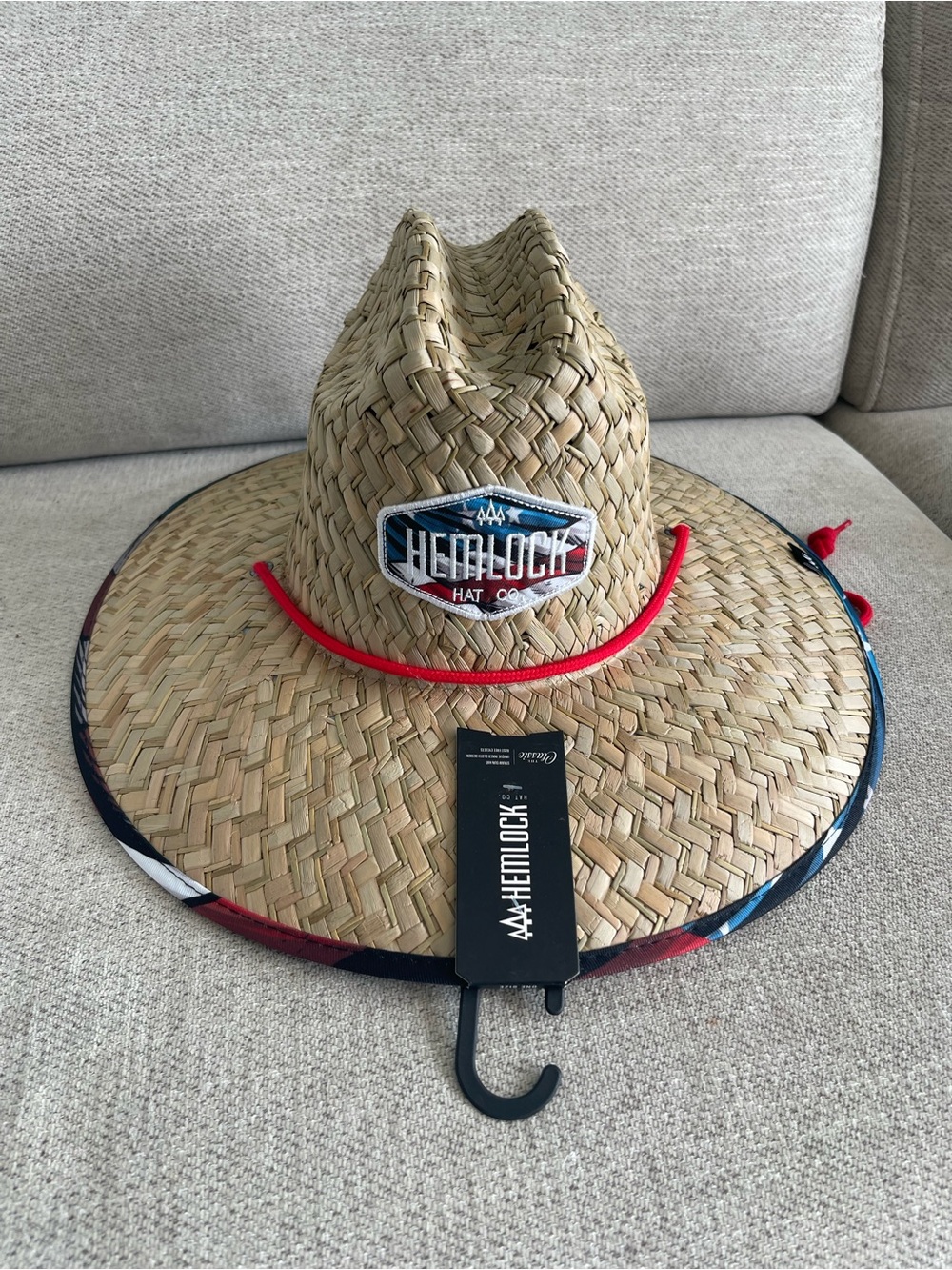 Hemlock Hat Company FLAG STRAW LIFEGUARD HAT Beach Pool Sun ONE SIZE